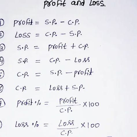 Balwant Mahto on Instagram: "Very Important Profit and Loss Formula. Like share and save. Follow for more learn ❤️. @mathtricks22 : : : : : Follow for more learn @mathtricks22 : : : : #mathstudents #mathtricks22 #mathclas #mathtricks #mathteacher #mathslove #mathfun #mathematical #mathisfun #trending #trendingsongs #viralpost #viralsongs #viralindia #explorepage #explorepage #reelsinstagram #reelsindia #ssccgl #sciencefiction #sciencefun #mathtricks22 #maths #study #studentlife" Comparing Quantities Formulas, Maths Formulas Basic, Profit And Loss Formula, Maths Study, Arabic Colors, Math Formula Chart, Algebra Formulas, Formula Chart, Logic And Critical Thinking