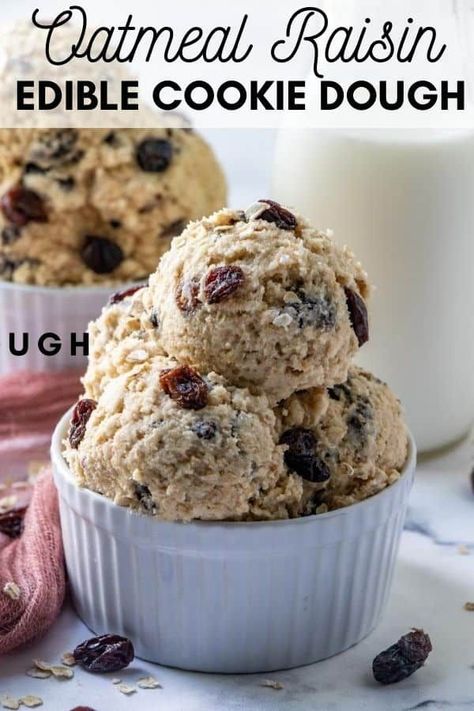 Edible Oatmeal Cookie Dough, Quick And Easy Treats, Oatmeal Cookie Dough, Best Oatmeal Raisin Cookies, Family Favorite Recipes, Edible Cookie Dough Recipe, Raisin Cookie, Cookie Dough Recipe, Cookie Dough Bites