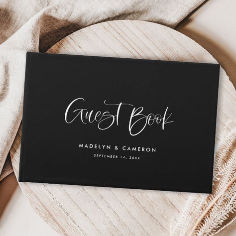 Black Elegant Modern Calligraphy Script Wedding Guest Book Guest Book Ideas For Wedding, Guest Book Ideas, Modern Layout, Jessica Williams, Calligraphy Script, Ideas For Wedding, Capture Memories, Free Birthday Invitations, Free Birthday Invitation Templates