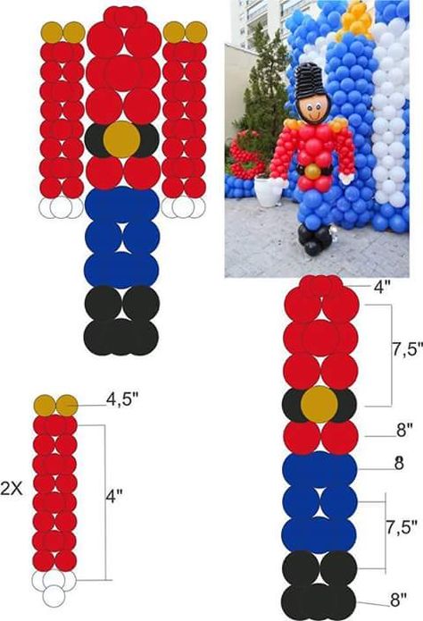 Balloon Nutcracker, Balloon Tutorials, Balloon Decorations Diy Tutorials, Party Balloons Diy, Balloons Galore, Balloon Tree, Balloon Template, Balloon Tower, Christmas Balloon Decorations