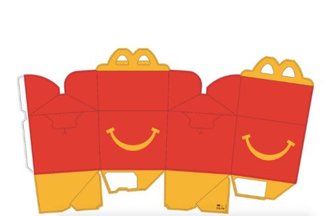 McDonald's Releases The Happy Meal Box Template So You Can Make Your Own At Home - Forkly Happy Meal Box Template, Γενέθλια Mickey Mouse, Happy Meal Box, Box Template Printable, Meal Box, Paper Box Template, Idee Cricut, Food Template, Paper Dolls Clothing