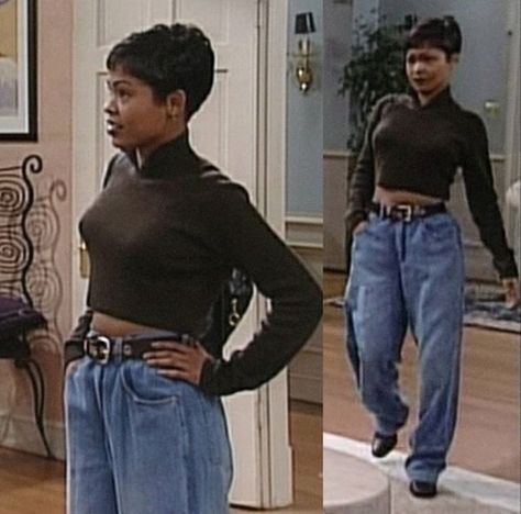 Nia Long Hair, Fresh Prince Outfits, Black Hollywood Glamour, 00’s Fashion, Nanny Outfit, Black 90s Fashion, 90s Mom Jeans, 90’s Outfits, Nia Long