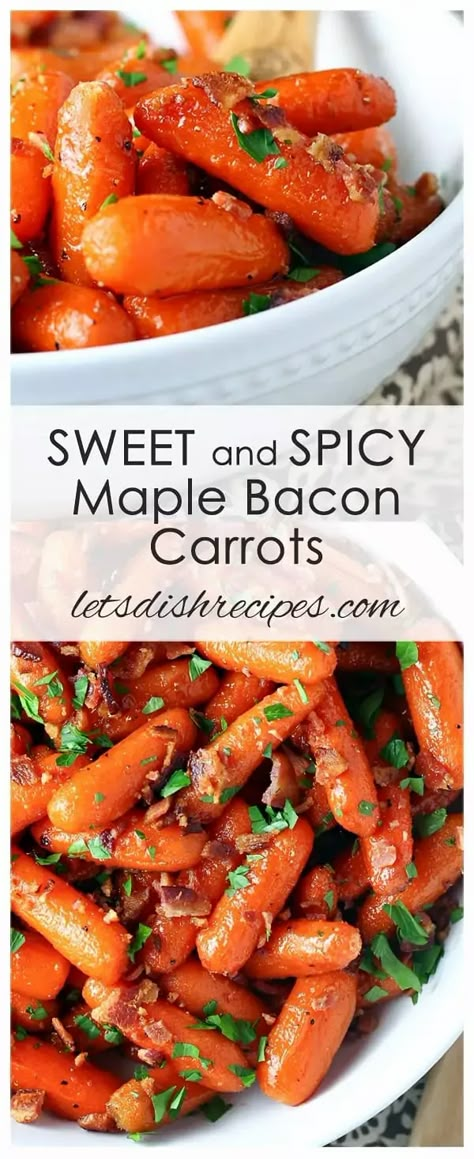 Maple Carrots, Bacon Carrots, Glazed Baby Carrots, Spicy Carrots, Savory Sides, Carrots Recipe, Cooked Carrots, Virtuous Woman, Maple Bacon