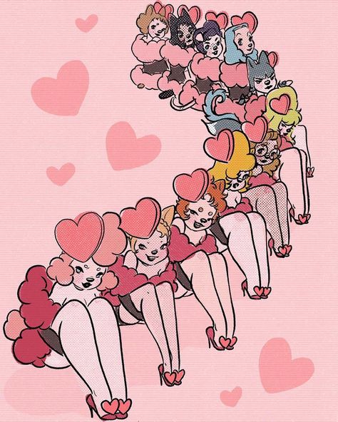 Savannah Alexandra on Instagram: “Something quick I whipped up for Valentine’s Day ❤️🎀 #thepuppettes #puppettes #characterdesign #vintage #retro #artistsoninstagram…” The Puppettes Art, The Puppettes, Savannah Alexandra Art, The Puppettes Savannah Alexandra, Valentines Day Art Illustration, Savannah Art, Adventure Time Princesses, Pin Up Drawings, Valentines Illustration