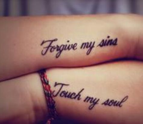 Forgive my sins, Touch my soul  ! Simple Word Tattoos, Sins Tattoo, Wörter Tattoos, Inspiring Quote Tattoos, Tattoo Hip, Quote Tattoos Girls, Soul Tattoo, Girl Arm Tattoos, Inspiration Tattoos