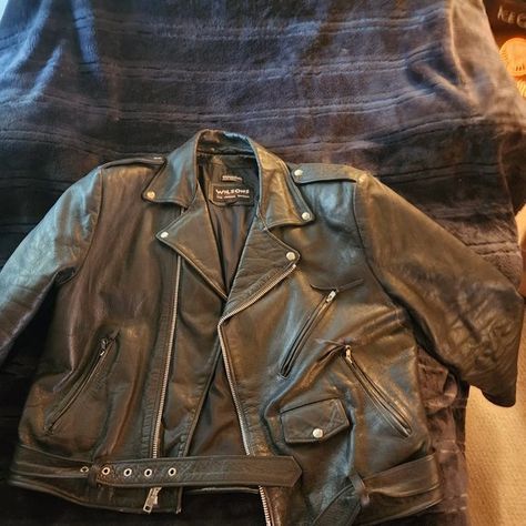 mens vintage xl wilson's leather biker jacket Wilsons Leather Jacket, Great Coat, Time To Go, Mens Vintage, Leather Biker Jacket, Leather Jacket Men, Biker Jacket, Rivets, Vintage Men