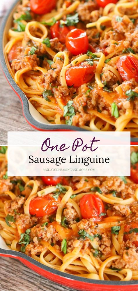 Sausage Tomato Sauce, Sweet Italian Sausage Recipes, Italian Sausage Recipes Pasta, One Pot Sausage, Chicken Sausage Recipes, Pork Sausage Recipes, Sausage Recipes For Dinner, Linguine Recipes, Italian Chicken Sausage