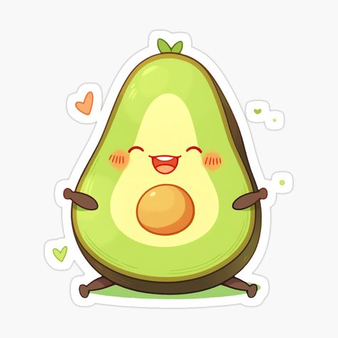 Cute Kawaii Simple Avocado Smile Avacado by CozyKawaiiArt | Redbubble Beverage Drawing, Kawaii Avocado, Stickers Animals, Diy Mod Podge, Cute Avocado, Cute Cartoon Images, Character Sketches, Kawaii Aesthetic, Kawaii Stickers