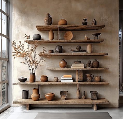 Our solid wood product is a unique piece that brings history and craftsmanship into. Each shelf is handcrafted by artisan. Solid wood products are made durable, sustainable, easy to clean and look great.  It gives users an environmentally friendly feeling. With ancient design, suitable for any space so you can be installed in many different locations such as living room, bedroom, nursery, office,... We can customize size, so please contact us if you want to adjust the size of the product. Production time is 15-20 days, shipping time is 2-3 weeks. All products are handmade so it takes a long time but has good quality. Therefore, we hope you think carefully before placing an order. Thank you for visiting our store! Unusual Shelf Ideas, Wall Shelving Design, Boho Store Design, Shallow Wall Shelves, Floating Living Room Shelves, Rustic Shelves Living Room, Boho Bookshelf Styling, Cabin Shelves, Wabi Sabi Shelves