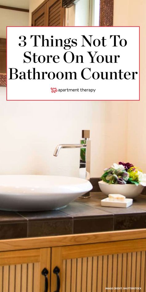 3 Things You Don’t Need on Your Bathroom Counter, According to Home Stagers Sink Ideas Bathroom, Storage Ideas For Small Bathrooms, Bathroom Counter Ideas, Bathroom Sink Ideas, Bathroom Organization Countertop, Ideas For Bathrooms, Counter Bathroom, Bathroom Counter Organization, Bathroom Sink Design