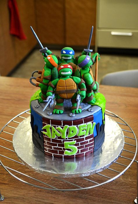 Teenage Mutant Ninja Turtles Birthday Cake! Ninja Turtle Birthday Cake, Turtle Birthday Cake, Ninja Turtles Cake, Teenage Mutant Ninja Turtle Cake, Turtles Cake, Ninja Cake, Tmnt Cake, Ninja Turtles Birthday, Red Birthday Cakes