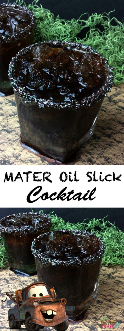 We just shared a Lightning McQueen Oreo recipe and Lightning McQueen Cupcake recipe, how about a Mater Oil Slick Cocktail recipe! Oreo Recipe, Cherry Whiskey, Disney Movie Night Food, Cocktail Recipes Tequila, Disney Inspired Food, Movie Night Food, Disney Drinks, Disney Dinner, Birthday Cocktails