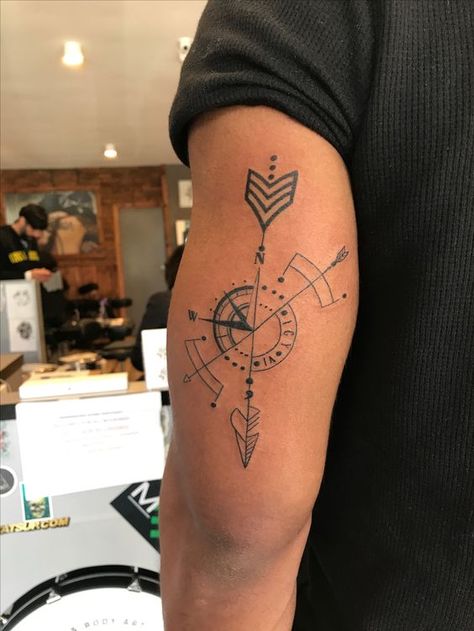 Tricep Tattoos, Planet Tattoo, Fine Line Tattoo Ideas, Dragons Tattoo, Line Tattoo Ideas, Compass Tattoo Design, Dragon Tattoo For Women, Tattoo Inspiration Men, Fine Line Tattoo