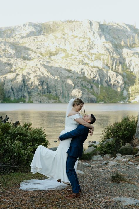 Man lifting his bride during their mountain elopement photos in Mt Shasta at Castle Lake. See more mountain elopement photography and California elopement ideas! Book Julia as your Northern California elopement photographer at juliaminaphotography.com! Northern California Elopement, Mt Shasta, Elopement Packages, Elopement Dress, Elopement Photos, Epic Photos, California Elopement, Mountain Elopement, Elopement Ideas