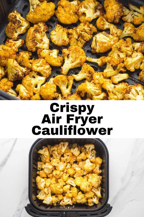 Air Frying Cauliflower, Broccoli And Cauliflower Recipes Air Fryer, Roasted Cauliflower Air Fryer, Air Fried Side Dishes, Califlower Recipes Air Fry, Airfryer Cauliflower, Air Fry Cauliflower Recipes, Air Fry Veggies, Air Fried Cauliflower Recipes