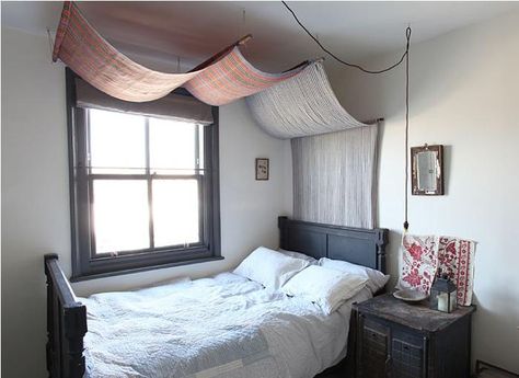 Seeking Silence: 10 Low-Tech Strategies for Coping with Urban Noise Diy Hanging Shelves, Diy Canopy, Canopy Design, Bed Canopy, Canopy Bed, Diy Bed, Fabric Decor, Ramen, Diy Home Decor