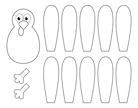 Brown Paper Bag Turkey Craft, Build A Turkey Printable Free, Thanksgiving Turkey Template, Turkey Feet Template, Thankful Turkey Template, Turkey Printable Template, Turkey Leg Craft, Turkey Pattern Template, Turkey Craft Printable