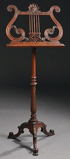 Music Stand; Rosewood, Carved Lyre Support, Turned Stem, Acanthus Legs, 52 inch. Sheet Music Storage, Wooden Music Stand, Musician Room, Piano Desk, Sheet Music Stand, Music Stands, Guitar Stands, Piano Stool, Upright Piano