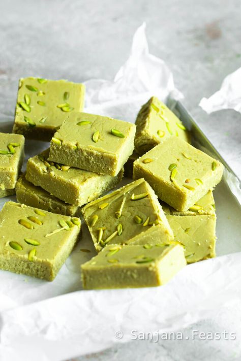 Chocolate Burfi, 2 Ingredient Ice Cream, Barfi Recipe, Pistachio Gelato, Burfi Recipe, Pistachio Butter, Pistachio Ice Cream, Diwali Sweets, Flavor Ice