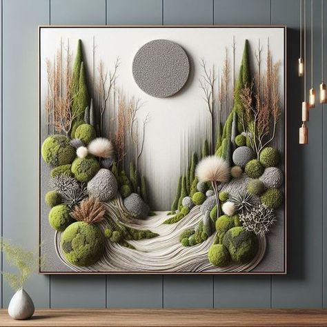 Moss Frame Diy Wall Art, Preserved Moss Art, Idea For Wall, Green Textures, Mos Wand, Diy Moss, Moss Decor, Living Wall Art, Dorm Wall Decor