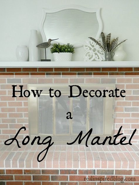 Decorating A Mantle Ideas, Long Fireplace Mantle Decor, Long Mantel Decorating Ideas, Long Mantle, Long Mantle Decor, How To Decorate A Fireplace Mantel, Simple Mantle Decor, Mantle Styling, Living Room Mantle