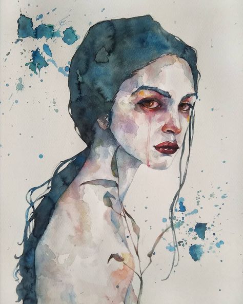 Painting Instagram, Agnes Cecile, Water Watercolor, Watercolor Face, Watercolor Woman, Handmade Paintings, Watercolor Workshop, Watercolor Sketchbook, Young Professional