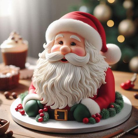 Santa Claus Cake, Santa Cake, Christmas Themed Cake, Christmas Cake Designs, Christmas Clay, Santa Clause, Vintage Cake, Christmas Cake, Themed Cakes