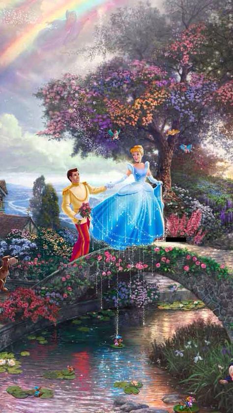 Princes Disney, Kinkade Disney, Thomas Kinkade Disney, Disney Puzzles, Cinderella And Prince Charming, Disney Paintings, Disney Fine Art, Images Disney, Disney Background