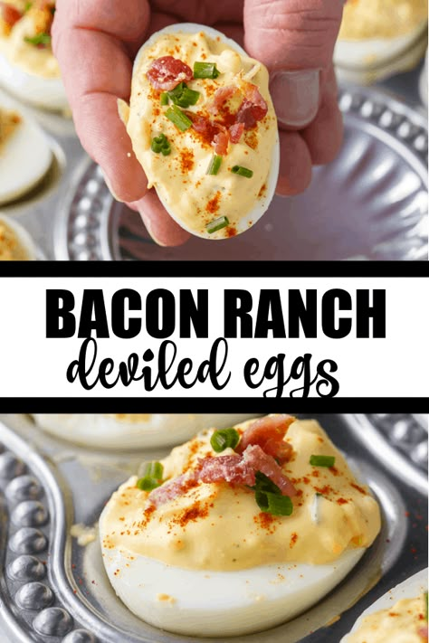 Bacon Ranch Deviled Eggs, Egg Dinner, Bacon Deviled Eggs Recipe, Ranch Deviled Eggs, Jalapeno Deviled Eggs, Classic Deviled Eggs, Deviled Eggs Recipe Easy, Black Color Hairstyles, Devilled Eggs Recipe Best