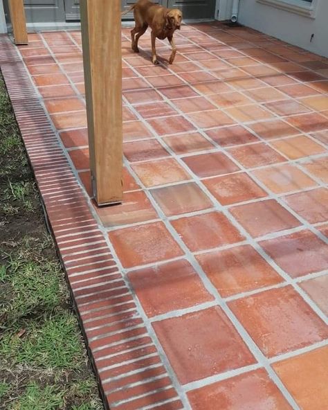 Saltillo Tile Patio, Modern Patio Ideas, Small House Blueprints, Small Porch, Earthy Home Decor, Shower Tile Ideas, Cool Kids Bedrooms, Farmhouse Shower, Terracotta Floor