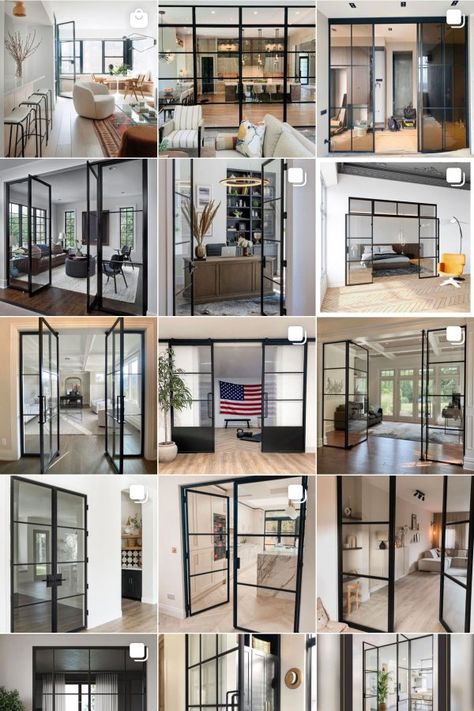 Steel Glass Interior Doors, Indoor Glass Sliding Doors, Black Metal French Doors Interior, Black Frame French Doors, Black Indoor Doors, Black French Doors Interior, Modern French Doors, Glass French Doors Interior, Modern French Doors Interior