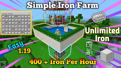 Simple Iron Farm In Minecraft Bedrock ( Tutorial ) Watch More Video's On YouTube 🫴 Vikas Brine YT Minecraft Farms, Farm In Minecraft, Iron Farm, Minecraft Farm, Flower Farm, Tennis Court, Youtube Videos, Minecraft, Quick Saves