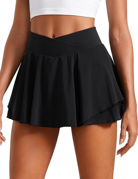 CRZ YOGA Women's Pleated Tennis Skirts Inner Shorts Athletic Skorts High Waist Running Golf Sports Mini Skirt with Pockets Black 16 : Amazon.co.uk: Fashion Crz Yoga, Disney Outfit, Pleated Tennis Skirt, Ruffle Fabric, Tennis Skirts, Golf Skort, Skirt With Pockets, Spandex Shorts, Squat Proof