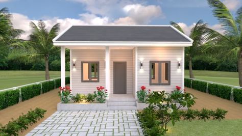 House Plans 7×6 With One Bedroom Gable Roof - Engineering Discoveries Cross Gable Roof, Houses Design Ideas, Gable Roof House, Small Cottage Designs, One Bedroom House Plans, One Bedroom House, Flat Roof House, One Bedroom Flat, Houses Design