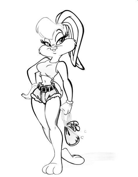 Looney Toons Tattoo Ideas, Lola Bunny Drawing, Lola Bunny Tattoo, Lola Tattoo, Bugs Bunny Tattoo, Taz Tattoo, Bugs And Lola, 90s Tattoos, Bunny Coloring