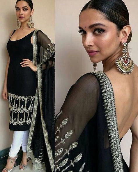 Deepika Padukone Black Salwar Suit Product Info : BT-165 Top : Tappeta silk Dupatta : Naylon Net Bottom : Micro F.T Type : Dress Top and Bottom Unstitched Price : 1200 INR To buy WhatsApp @ +91 9054562754 Black Salwar, Indian Fashion Trends, Bollywood Dress, Salwar Kamiz, Red Lehenga, Indian Suits, Indian Designer Outfits, Indian Attire, Silk Dupatta