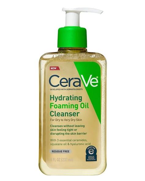 Hydrating Foaming Oil Cleanser, Skincare Cerave, Cerave Cleanser, Cerave Skincare, Squalane Oil, Oil Based Cleanser, Acne Face Wash, Skin Care Wrinkles, Hydrating Cleanser