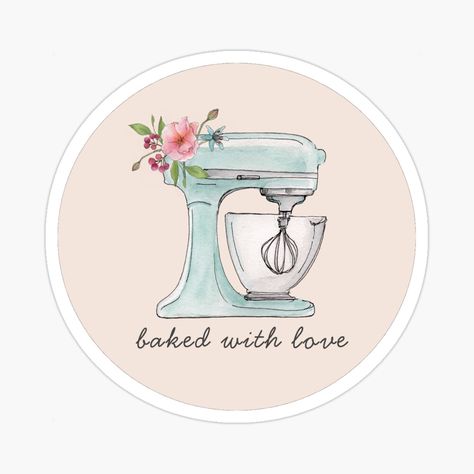 Get my art printed on awesome products. Support me at Redbubble #RBandME: https://www.redbubble.com/i/sticker/Cute-Kitchen-Stand-mixer-by-swagata-art/100705250.EJUG5?asc=u Mixer Tattoo, Kitchen Stand Mixer, Cute Bakery, Baked With Love, Bakery Decor, Photo Logo Design, Cake Logo, Kitchen Stand, Love Logo