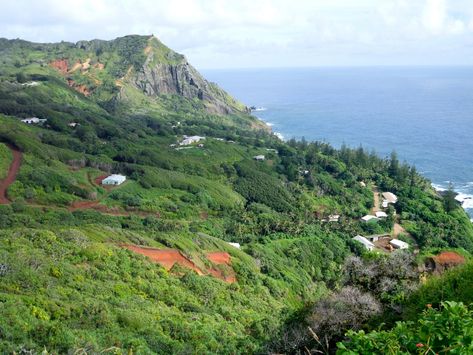 Pitcairn Island view of Adamstown Pitcairn Island, British Overseas Territories, Oceania Travel, Natural Structures, Mysterious Places, Remote Island, Pitcairn Islands, World Traveler, International Travel