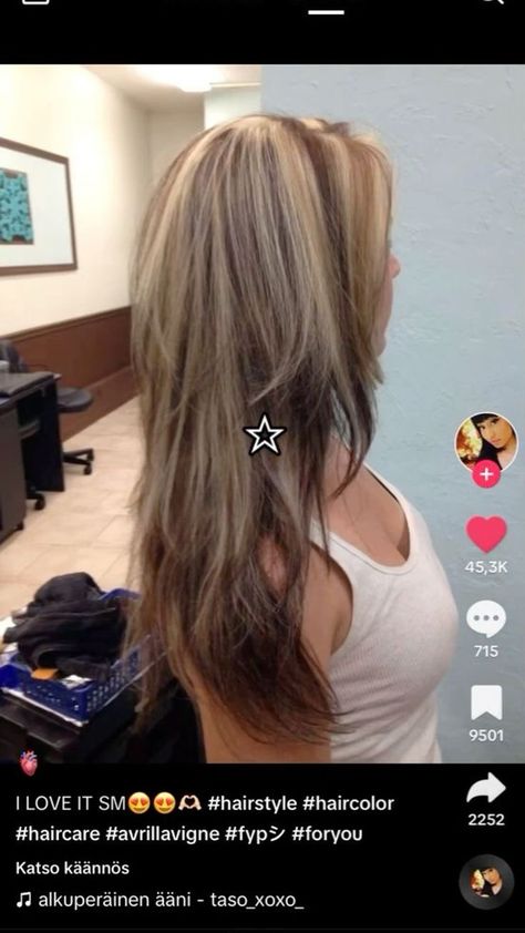 90s Hair Blonde Highlights, Early 2000s Hair Dye, Early 2000s Dyed Hair, Choppy Blonde Highlights, 00s Layered Hair, Stripy Hair Blonde Highlights, 2000s Hair Layers, Layered 2000s Hair, Semi Chunky Highlights