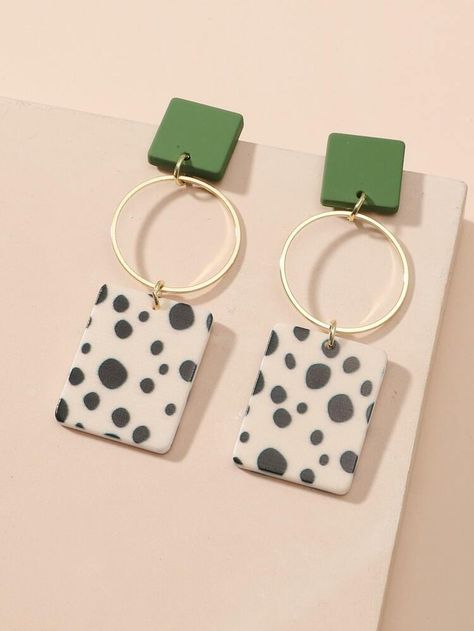 Diy Earrings Polymer Clay, Earrings Dangle Simple, Polymer Earrings, Polymer Clay Jewelry Diy, Rectangle Earrings, Clay Jewelry Diy, Acrylic Jewellery, Square Earrings, Diy Earrings