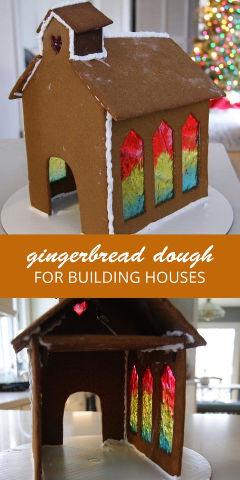 Gingerbread Construction Dough, Gingerbread House Measurements, Gingerbread House Recipes Dough, Sturdy Gingerbread House Recipe, Gingerbread Dough For Houses, Gingerbread House Winners, Cabin Gingerbread House Ideas, Homemade Gingerbread House Ideas, Gingerbread House Dough Recipe