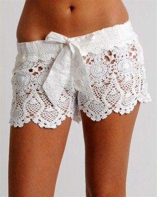 Have to Have...got to have the shorts to match the dress & wedding Shorts White, Lace Shorts, Crochet, Lace, White