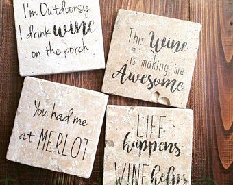 Personalized Teacher Gift/Child gift: Unique Monogram in | Etsy Coaster Sayings, Cricut Vinyl Designs, Wine Sayings, Wine Quotes Funny, Coaster Ideas, Funny Coasters, Unique Monogram, Wine Coasters, Wine Quotes