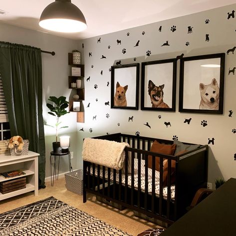 Brown Themed Nursery, Dino Nursery Decor, Husky Nursery Theme, Nursery Ideas Puppy Theme, Nursery Ideas Dog Theme, Dog Inspired Nursery, Puppy Baby Nursery, Dog Themed Baby Nursery, Baby Boy Nursery Dog Theme