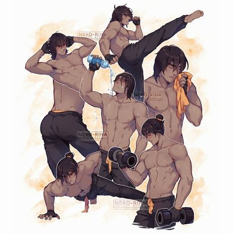 Muscles Anatomy, Anime Guys Shirtless, Character Design Male, Art Poses, Lego Ninjago, Boy Art, Drawing Reference Poses, Handsome Anime Guys, Handsome Anime