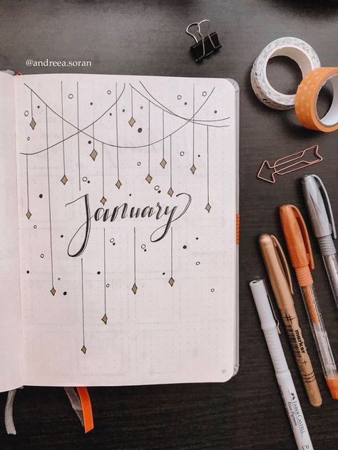 January Journal Page, Bullet Journal January Cover Page, January Bullet Journal Cover, January Cover Page, Habits Journal, Presentation Ideas For School, Bullet Journal Work, Insta Account, January Bullet Journal