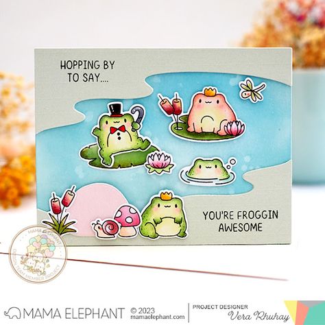 STAMP HIGHLIGHT: Hello Froggy - Mama Elephant Toadally Awesome, Mama Elephant Cards, Mama Elephant Stamps, Celebration Box, Cloud Stencil, Lawn Fawn Stamps, Woodland Critters, Lawn Fawn Cards, Mama Elephant