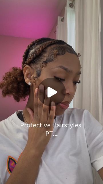 china🦋 on Instagram: "doing my hair is real live therapy 😭🩷 what’s some protective hairstyles yall want to see? #shorthairstyle #braids #braidstyles #straightbacks #hairtutorial #hairstyles #curlyhairstyles" Natural Hairstyles Without Weave, Easy Home Hairstyles, Protective Black Women Hairstyles, Hairstyles With One Pack Of Hair, What To Do With Natural Hair, Natural 4c Protective Hairstyles, Braided Hairstyles For Black Women Natur, Gym Hairstyles Black Women, Workout Hairstyles Black Women