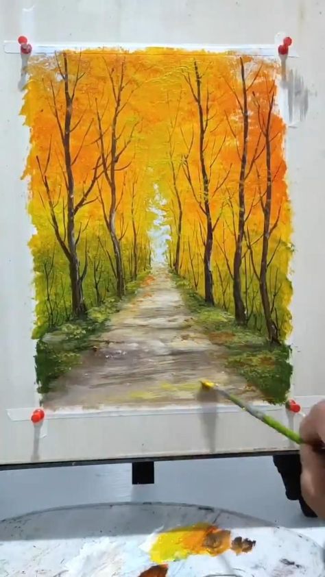 Pin on Acrylic Painting Abstract Tree Painting, Sky Art Painting, Landscape Painting Tutorial, Canvas Painting Tutorials, Soyut Sanat Tabloları, Landscape Art Painting, Painting Art Lesson, Nature Art Painting, Creative Painting